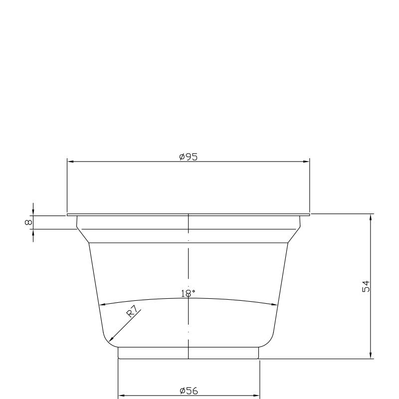 Kubek Array - rysunek techniczny