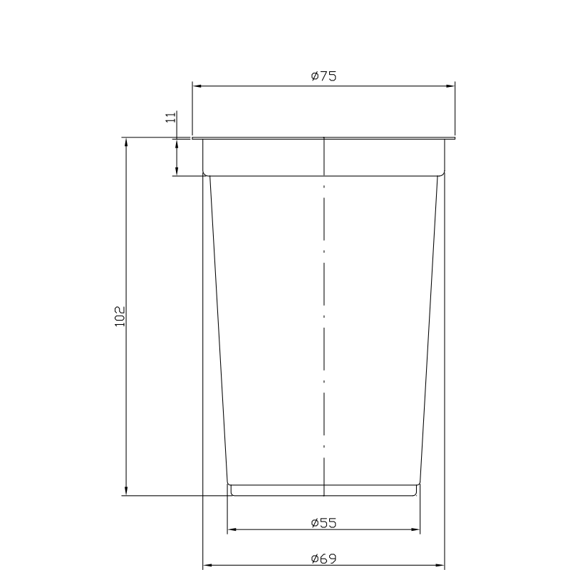 Kubek Array - rysunek techniczny