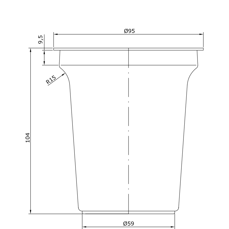 Kubek Array - rysunek techniczny