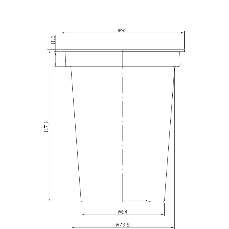 Kubek Array - rysunek techniczny