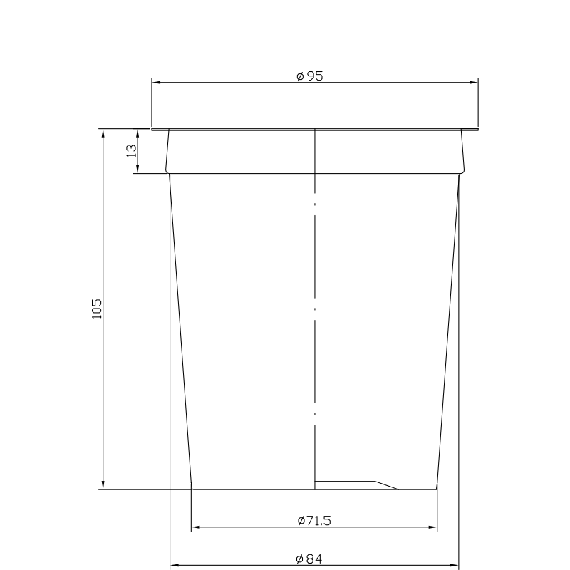 Kubek Array - rysunek techniczny
